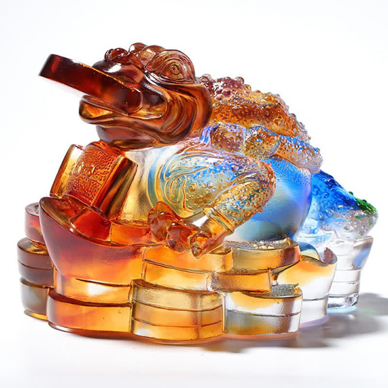 Nimara Ritual Feng Shui Frog Handmade Liuli Crystal Art Piece Wealth Home Office Decoration