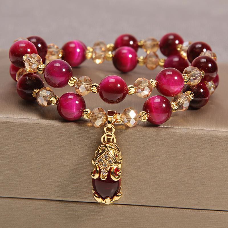 Nimara Ritual Tiger Eye Pixiu Fox Money Bag Protection Self Confidence Double Wrap Bracelet
