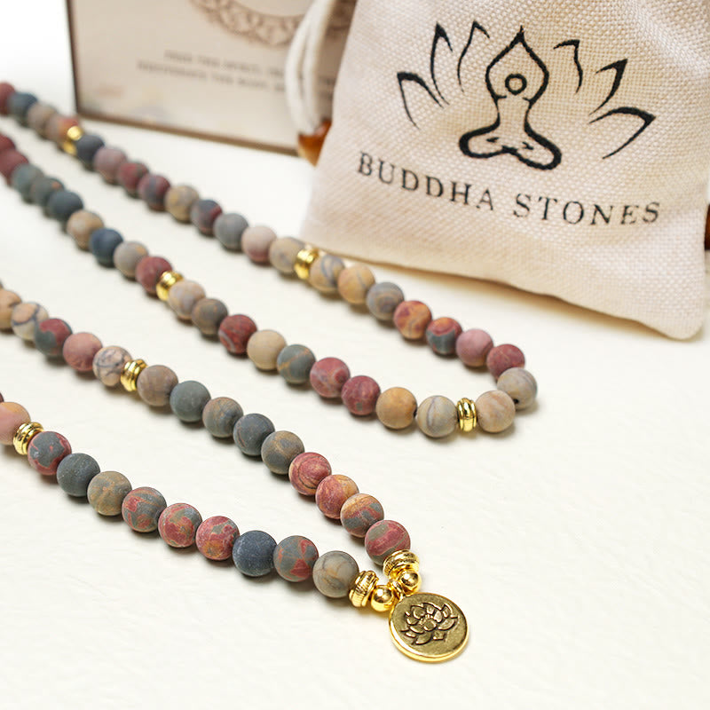 Nimara Ritual 108 Mala Beads Picasso Jasper Stone Courage Energy Bracelet