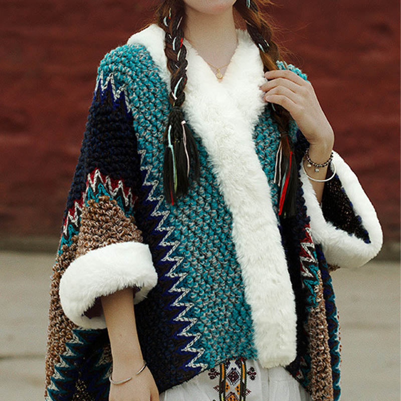 Nimara Ritual Tibetan Multicolored Striped Shawl Winter Cozy Travel Scarf Wrap