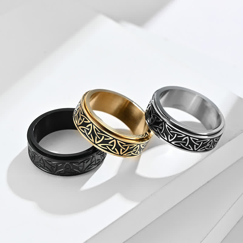 Nimara Ritual Triangle Knot Triquetra Titanium Steel Calm Rotatable Ring