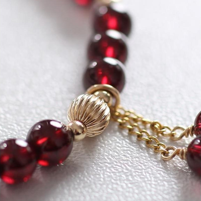 Nimara Ritual 14K Gold Plated Alloy Natural Garnet Calm Bracelet