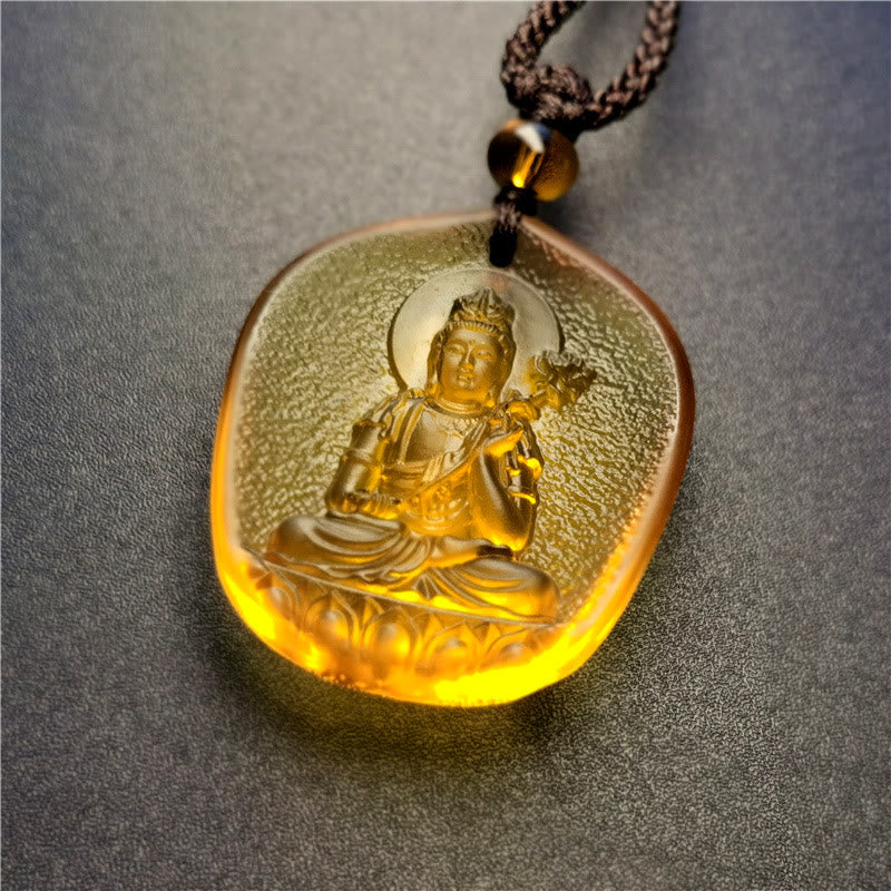 Nimara Ritual Chinese Zodiac Natal Buddha Blessing Liuli Crystal Compassion Necklace Pendant