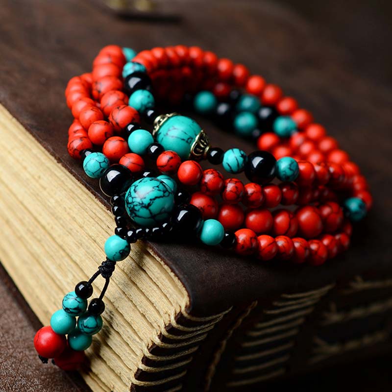 Nimara Ritual Turquoise Black Onyx Red Turquoise Bead Protection Bracelet
