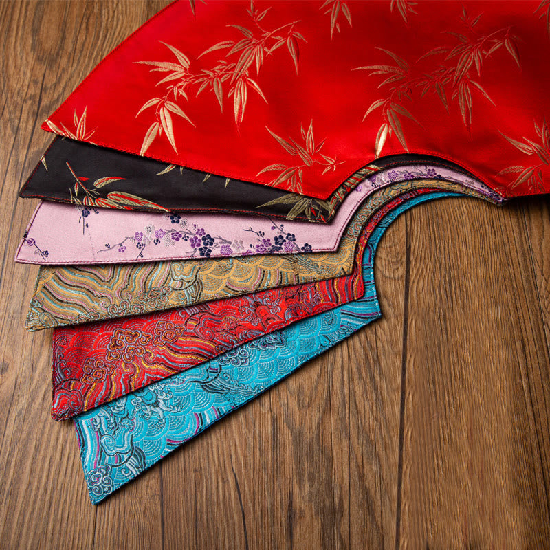 Nimara Ritual Vintage Sea Wave Bamboo Plum Blossom Embroidered Cup Mat Pad Tea Cup Coaster Kung Fu Tea Mat