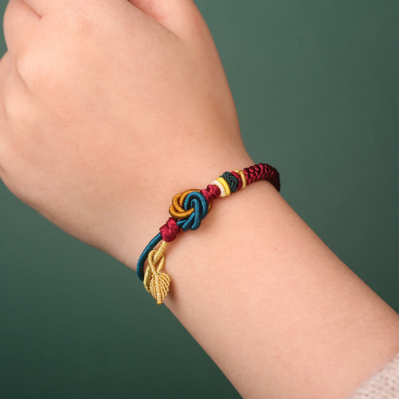 Nimara Ritual Tibetan Handmade Mandala Knot Leaf Luck Rope Bracelet
