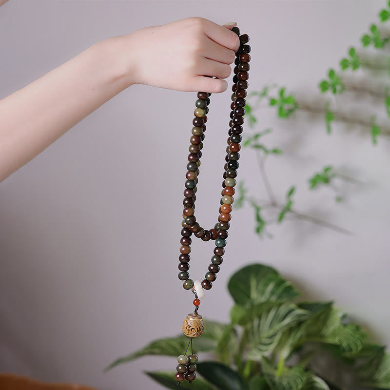 Nimara Ritual 108 Mala Beads Dunhuang Color Bodhi Seed Dzi Bead Keep Away Evil Spirits Bracelet