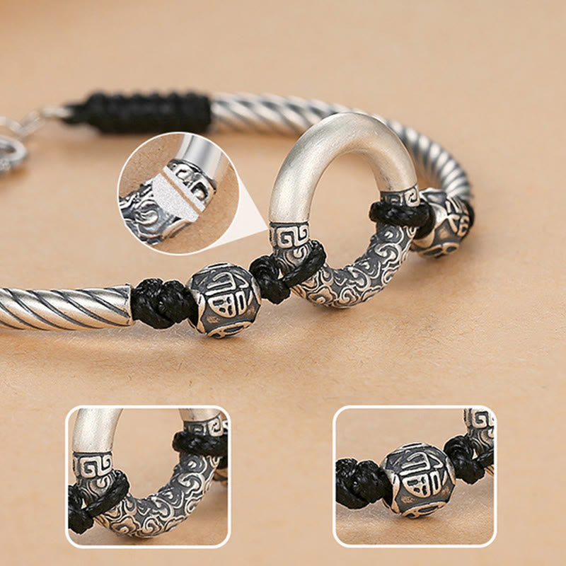 Nimara Ritual 999 Sterling Silver Fu Character Peace Buckle Copper Coin Auspicious Clouds Fortune Bracelet