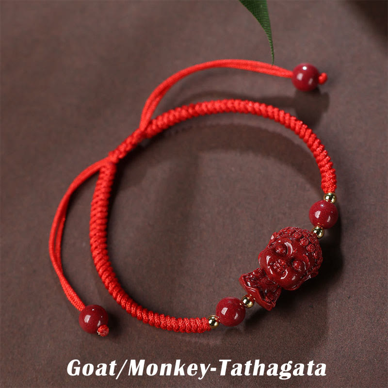 Nimara Ritual Chinese Zodiac Natal Buddha Cinnabar Amulet Blessing String Bracelet