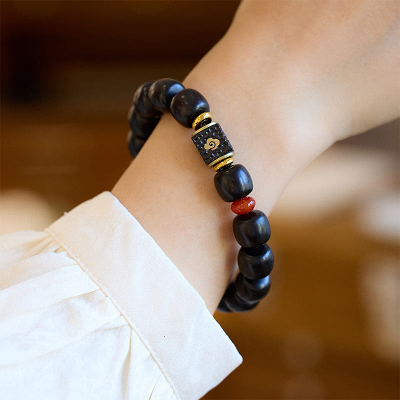 Nimara Ritual Ebony Wood Auspicious Clouds Engraved Calm Bracelet