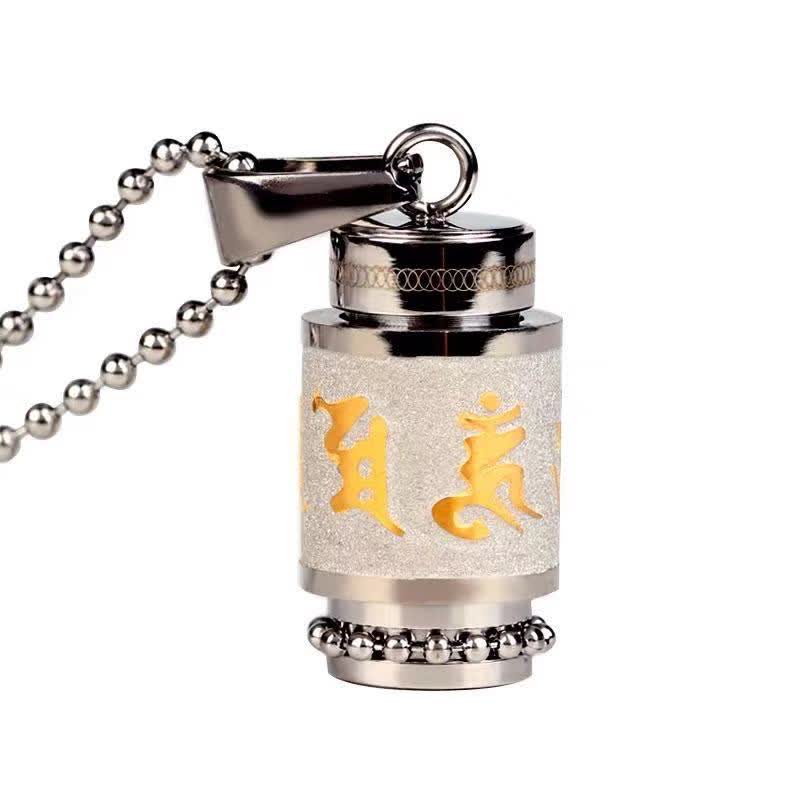 Nimara Ritual Tibet Om Mani Padme Hum Shurangama Mantra Titanium Steel Wisdom Amulet Necklace Pendant