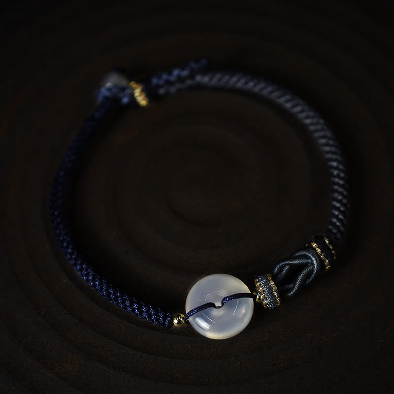 Nimara Ritual Handmade White Agate Peace Buckle Luck Happiness Protection Weave String Bracelet