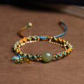 Nimara Ritual Handmade Colorful Rope Luck Jade Bead Abundance Double Layer Bracelet