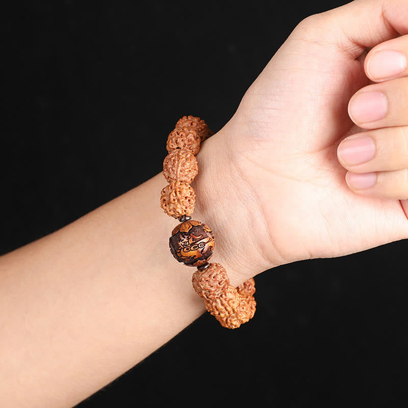 Nimara Ritual Tibet Rudraksha Bodhi Seed PiXiu Copper Coin Wealth Luck Bracelet