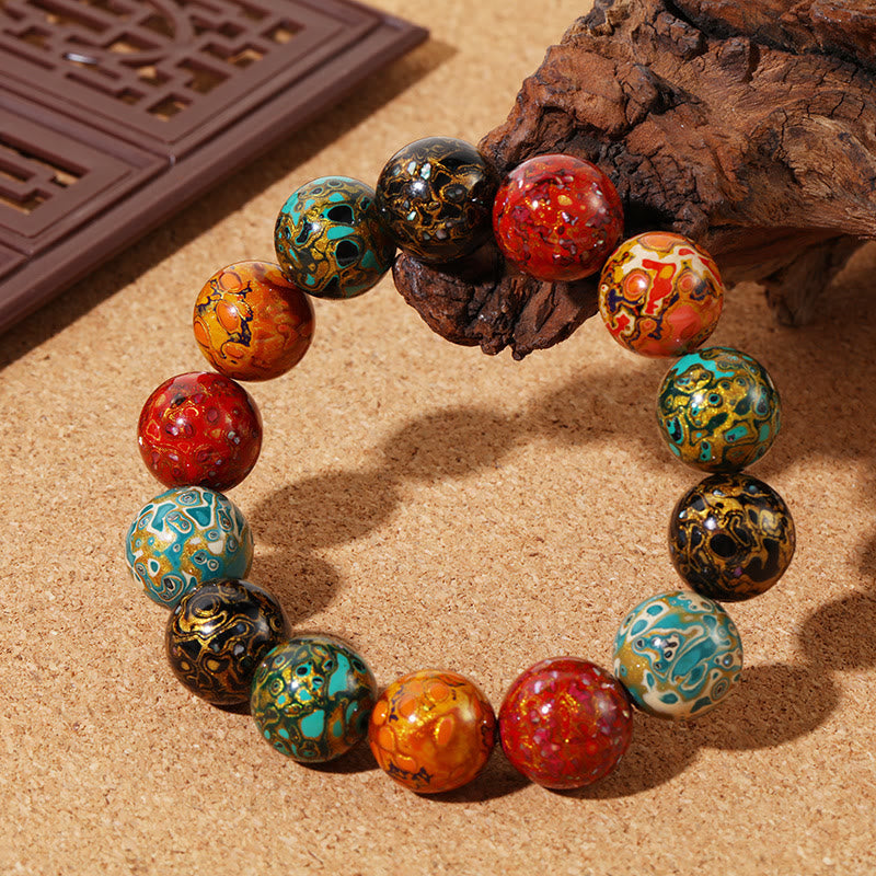 Nimara Ritual Natural Multicolored Lacquer Beads Calm Bracelet