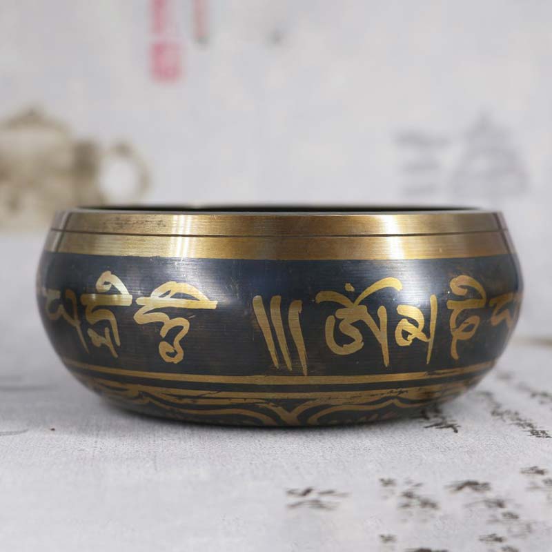 Nimara Ritual Tibetan Meditation Bowl for Healing and Mindfulness Om Mani Padme Hum Singing Bowl