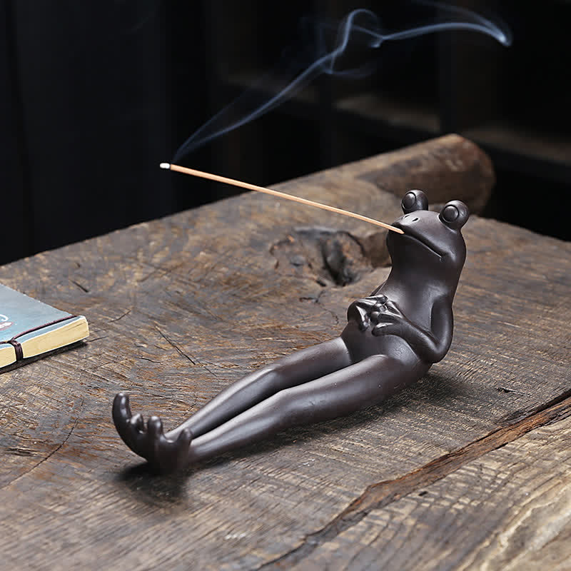 Nimara Ritual Meditation Frog Ceramic Spiritual Healing Incense Burner