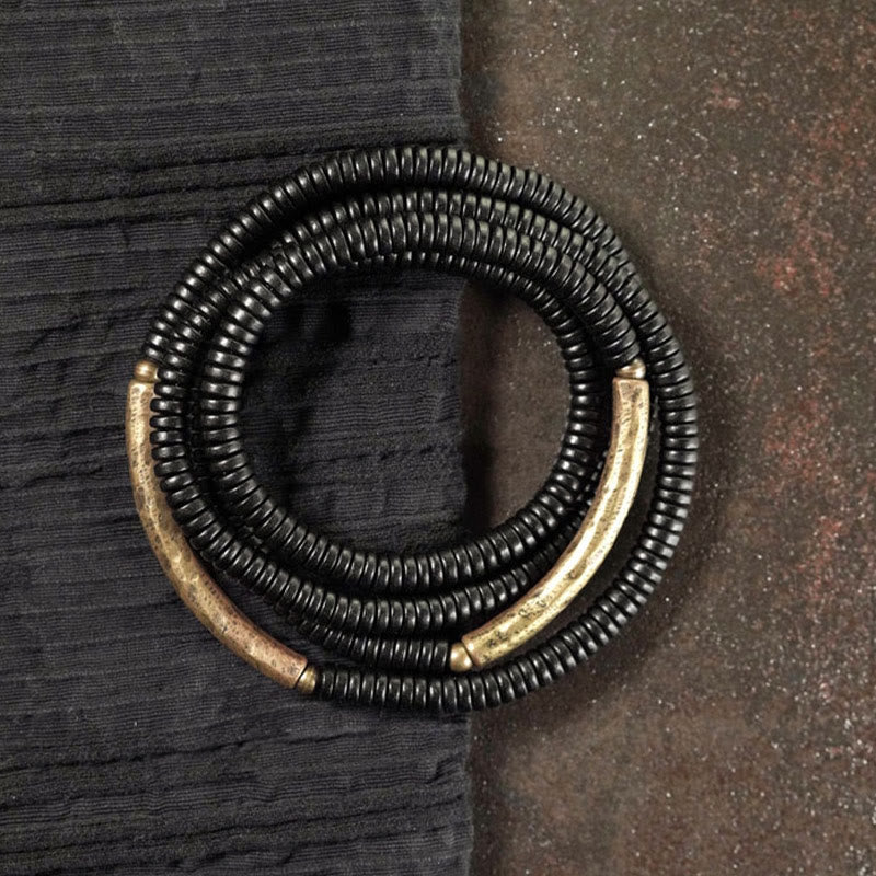 Nimara Ritual Ebony Wood Brass Copper Balance Multilayered Bracelet