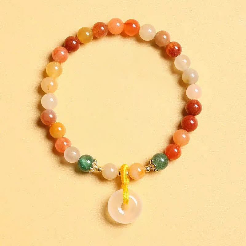 Nimara Ritual 14K Gold Plated Colorful Golden Silk Jade Peace Buckle Wealth Bracelet