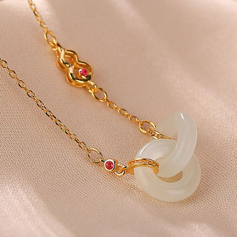 Nimara Ritual 925 Sterling Silver Round Jade Luck Prosperity Necklace Chain Pendant