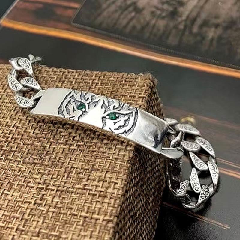 Nimara Ritual Tiger Tang Dynasty Flower Design Copper Luck Chain Bracelet