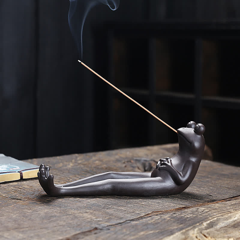 Nimara Ritual Meditation Frog Ceramic Spiritual Healing Incense Burner
