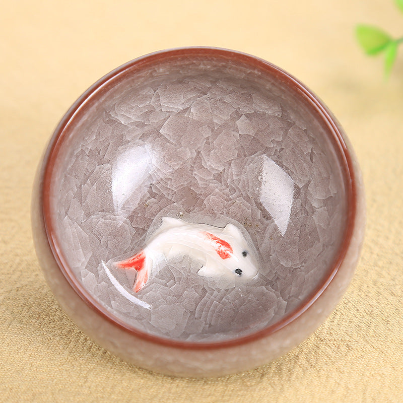 Nimara Ritual Cute Koi Fish Ceramic Teacup Kung Fu Tea Cup Bowl 45ml