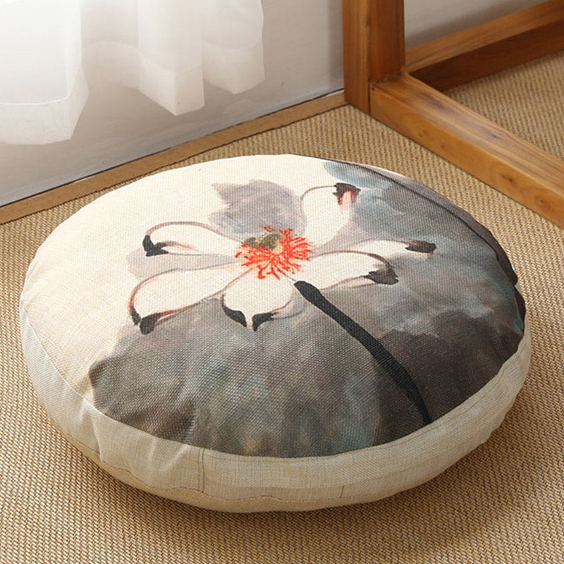 Nimara Ritual Lotus Simple Pattern Linen Meditation Seat Cushion Home Living Room Decoration