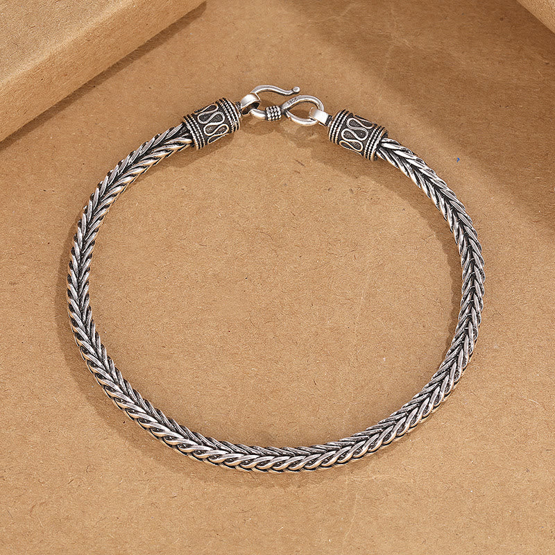 Nimara Ritual Vintage Dragon Keel Braided Twisted Design Wealth Buckle Bracelet