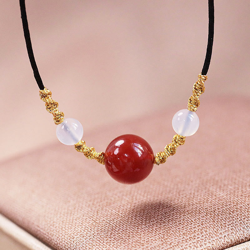 Nimara Ritual Natural Red Agate Chalcedony Self-acceptance Confidence String Bead Bracelet Necklace Pendant