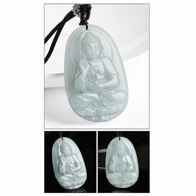 Nimara Ritual Chinese Zodiac Natal Buddha Jade Wealth Prosperity Necklace Pendant