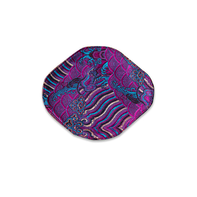 Nimara Ritual Sea Wave Bamboo Plum Blossom Brocade Embroidery Cup Mat Pad Tea Cup Coaster Kung Fu Tea Mat