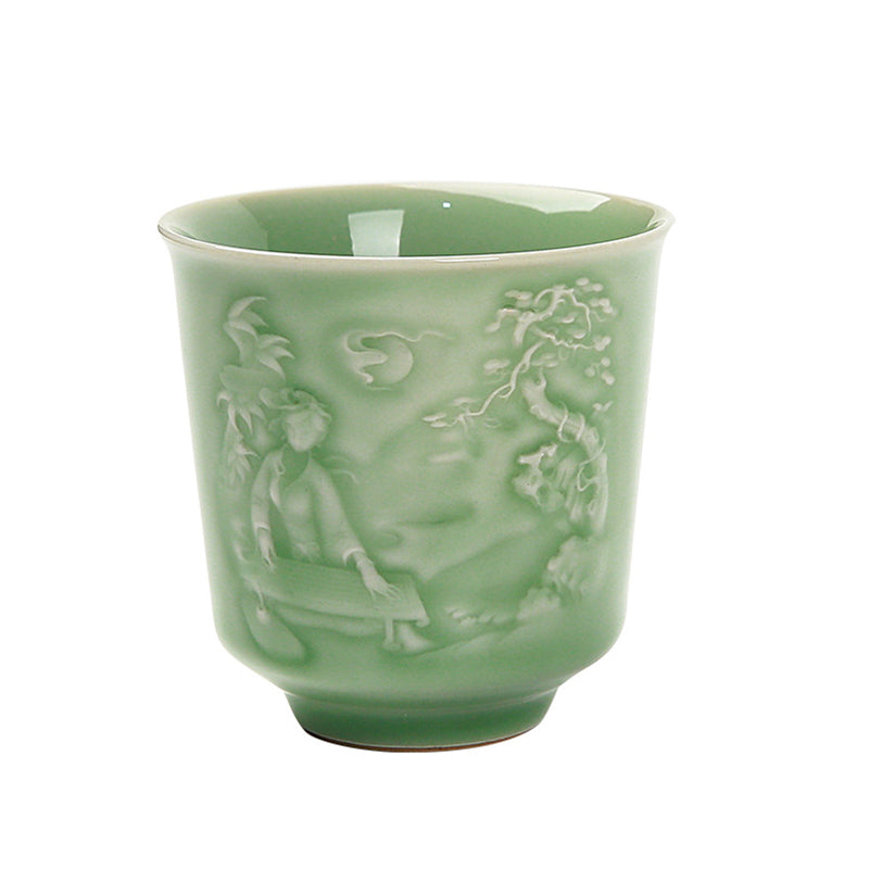 Nimara Ritual Trees Pavilion Mountains Rivers Pine Ceramic Teacup Kung Fu Tea Cup