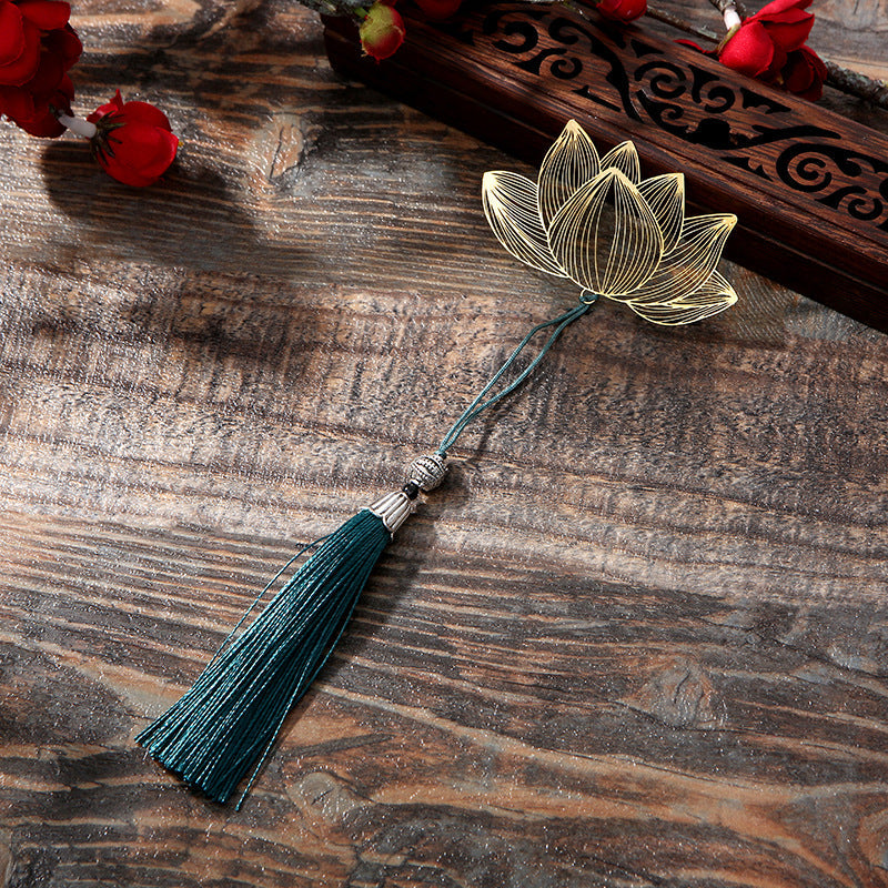 Nimara Ritual Lotus Flower New Beginning Metal Brass Hollow Bookmark