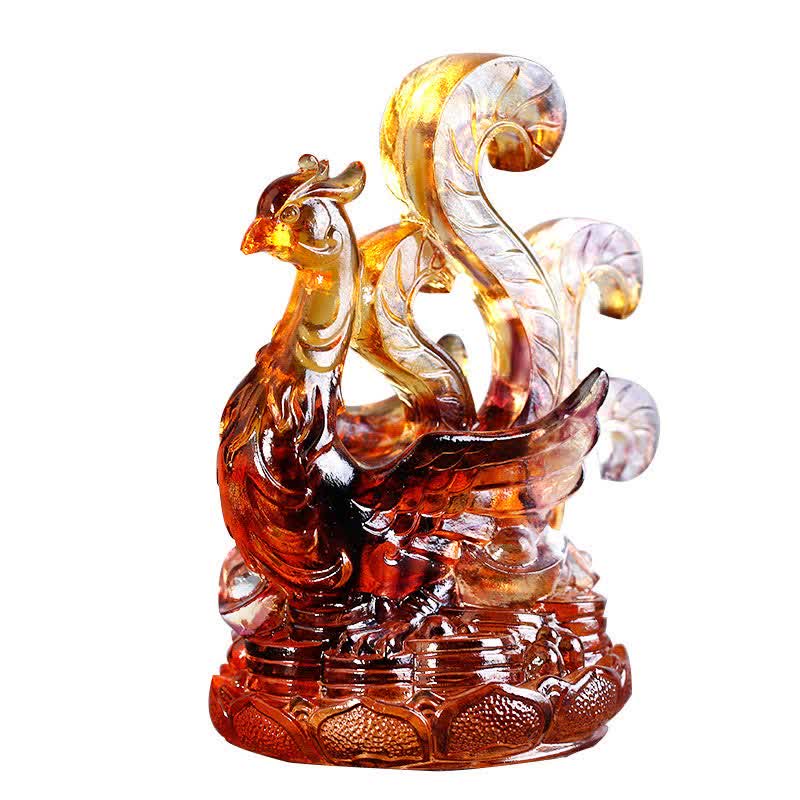 Nimara Ritual Feng Shui Four Symbols Azure Dragon Handmade Liuli Crystal Art Piece Home Office Decoration