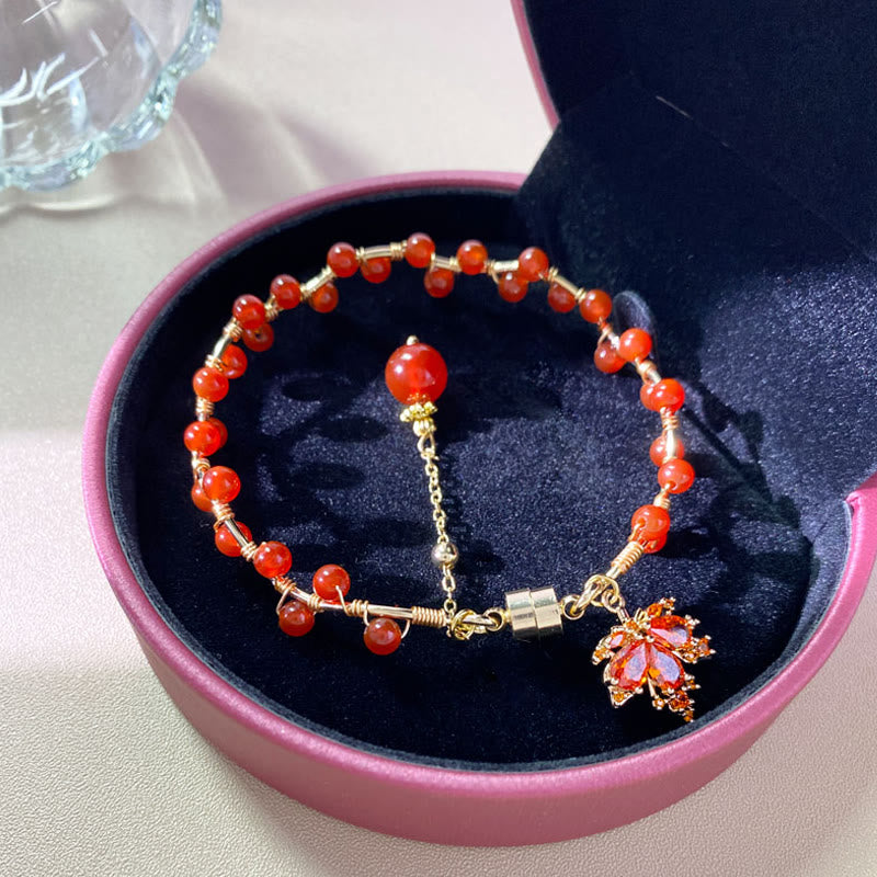 Nimara Ritual Red Maple Leaf Luck Charm Bracelet