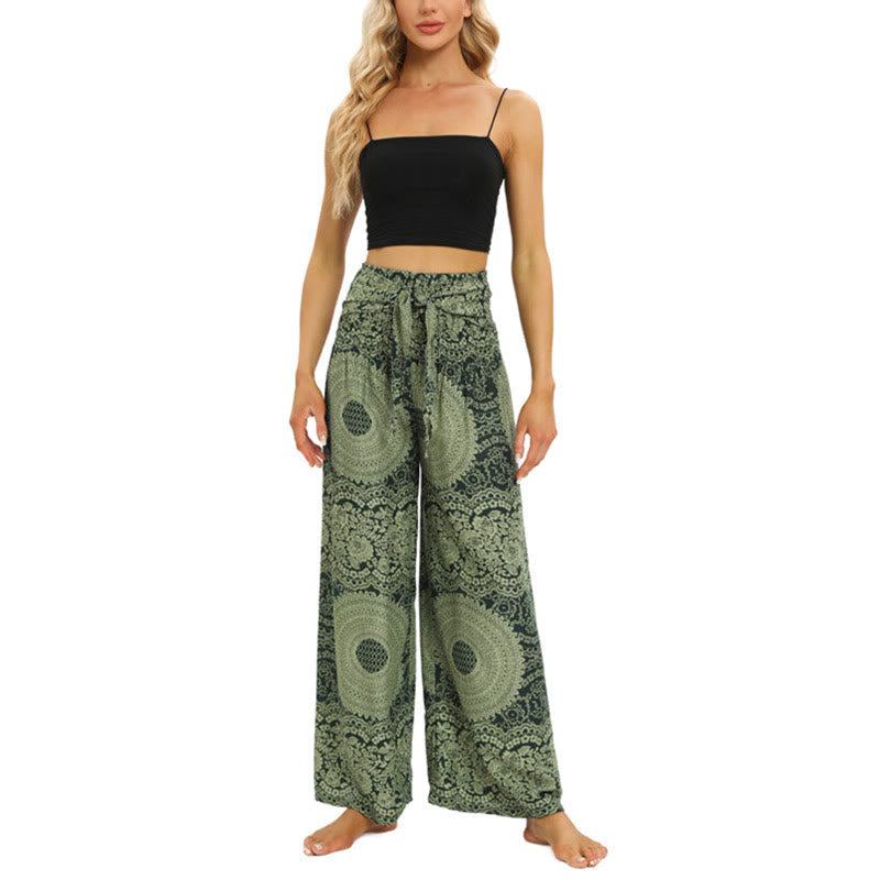 Nimara Ritual Boho Lace-up Wide Leg Pants Women's Yoga Pants