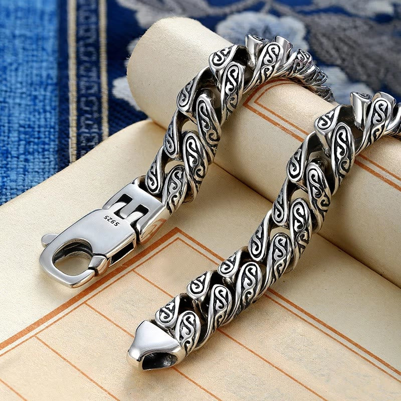 Nimara Ritual Vintage Tang Dynasty Flower Design Carved Luck Bracelet