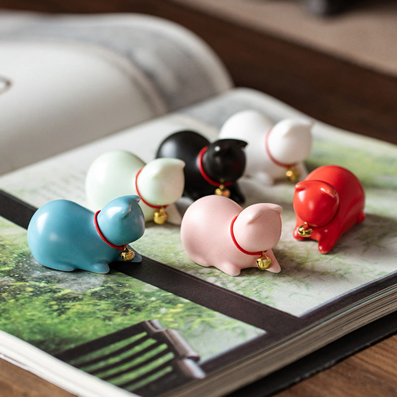 Nimara Ritual Mini Small Cute Cat Tea Pet Ceramic Home Desk Figurine Decoration