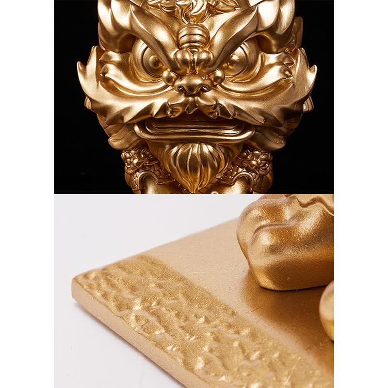 Nimara Ritual Lion Statue Strength Resin Home Office Decoration