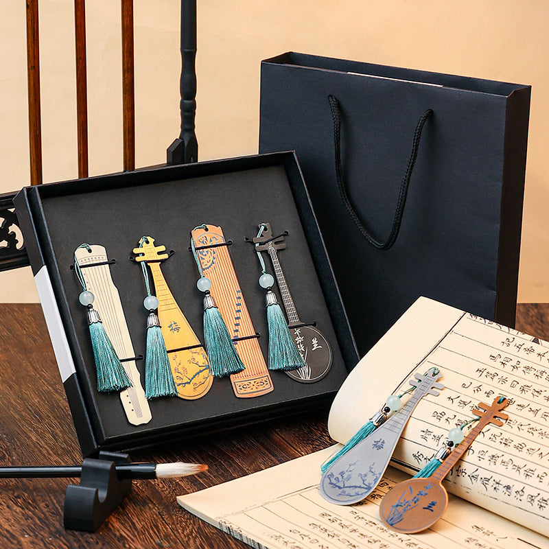 Nimara Ritual Classical Musical Instruments Pipa Guzheng Guqin Ruan Metal Bookmarks Tassel With Gift Box