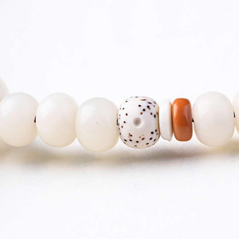 Nimara Ritual Tibetan White Jade Bodhi Lotus Blessing Bracelet