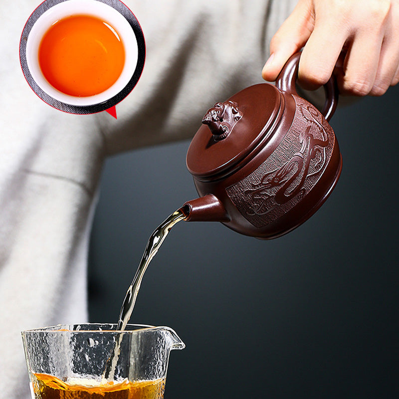 Nimara Ritual Yixing Handmade Brown Dragon Purple Clay Kung Fu Teapot 240ml