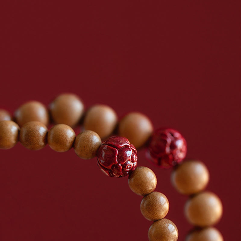 Nimara Ritual Peach Wood Lotus Cinnabar Luck Wealth Bracelet