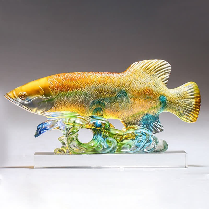 Nimara Ritual Handmade Liuli Crystal Koi Fish Art Piece Luck Home Office Decoration