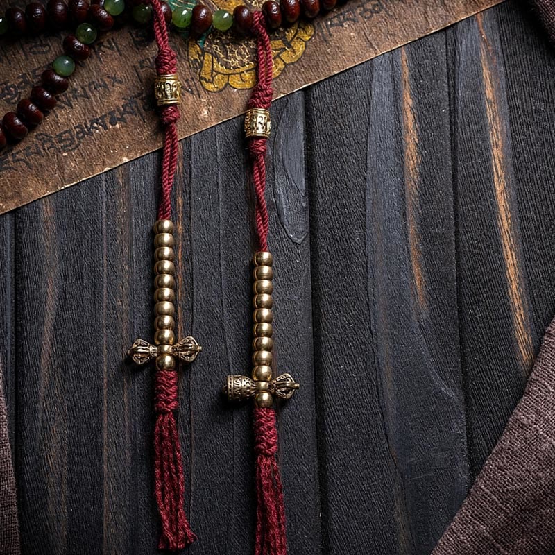Nimara Ritual Natural Tibet 108 Mala Beads Purple Bodhi Seed Hetian Cyan Jade Copper Dorje Peace Bracelet