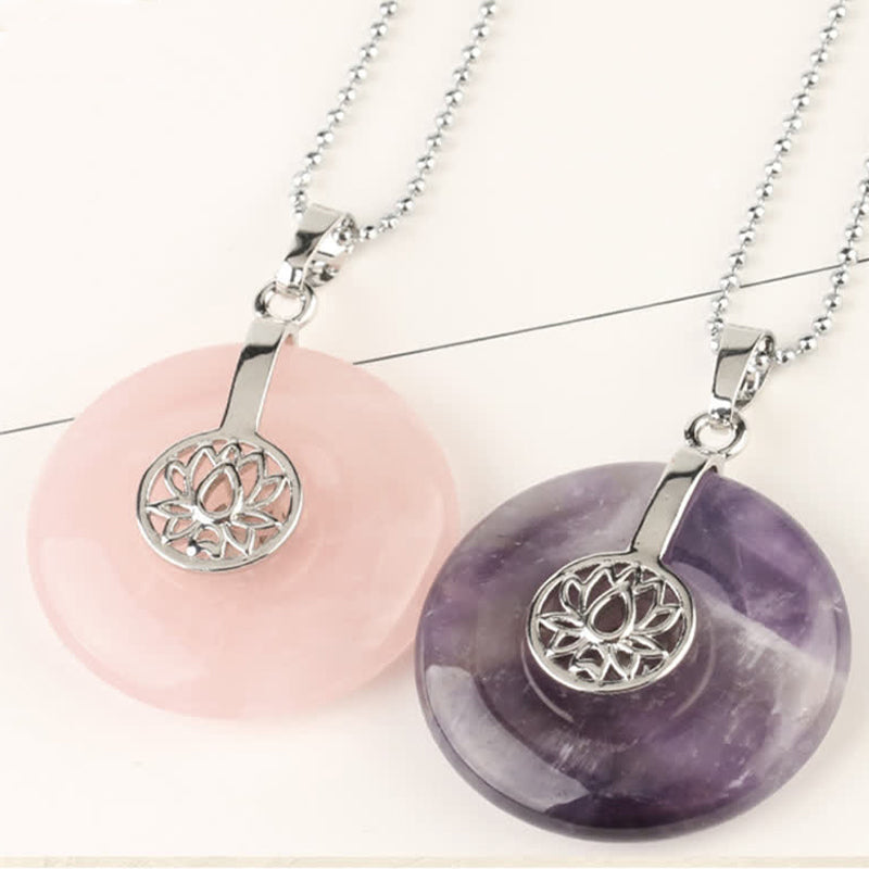 Nimara Ritual Various Crystal Amethyst Pink Crystal Lotus Healing Necklace Pendant