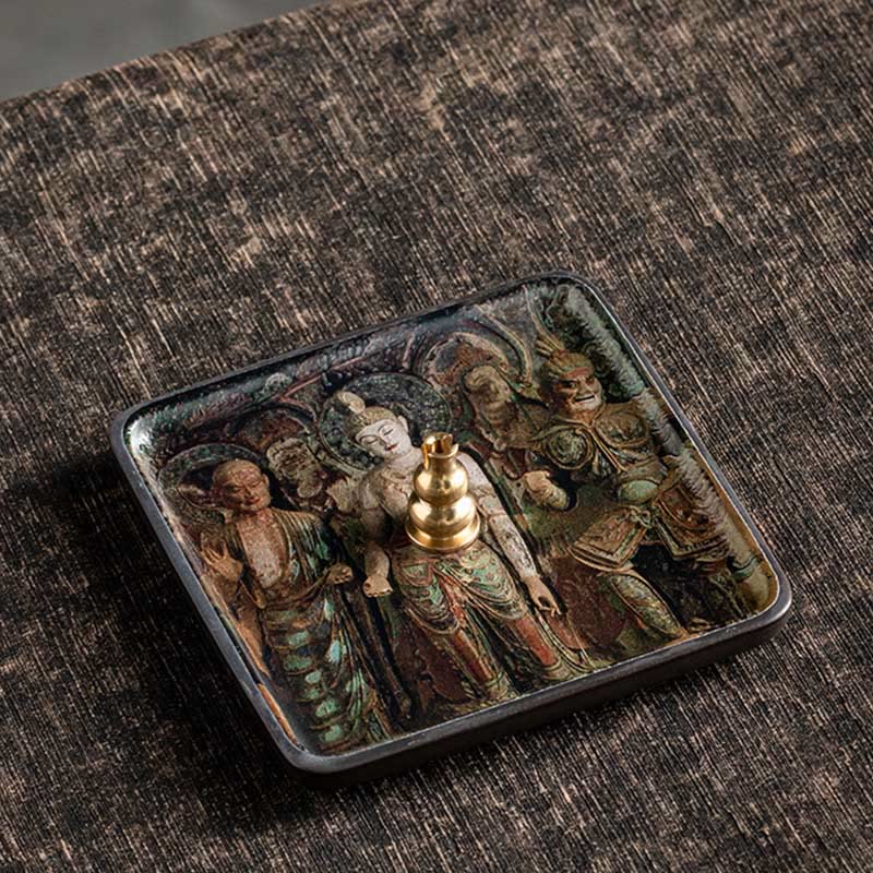 Nimara Ritual Mountain Lake Flower Leaf Healing Ceramic Plate Tray Stick Incense Burner Decoration