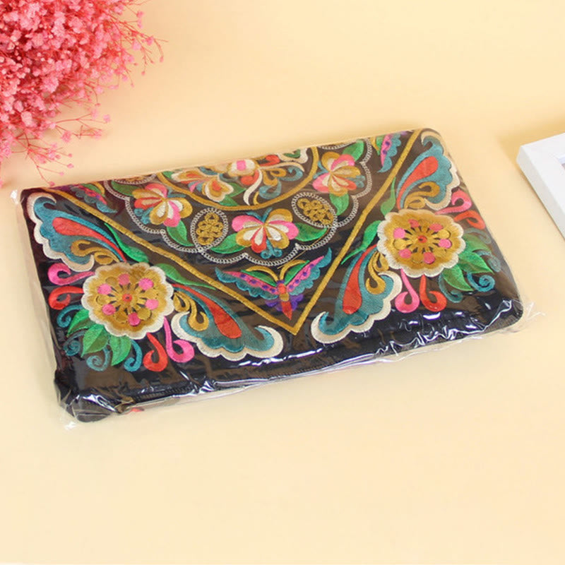 Nimara Ritual Dragon Butterfly Cosmos Flower Embroidery Wallet Shopping Purse