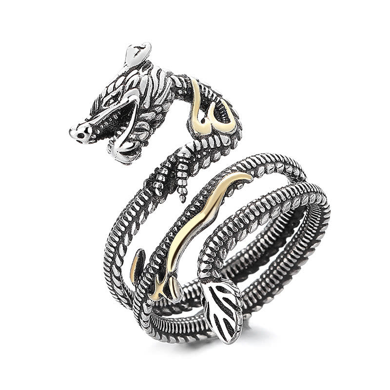 Nimara Ritual Vintage Dragon Pattern Copper Strength Ring